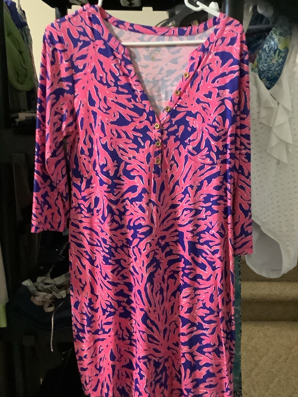 Lilly Pulitzer Pink and Purple Coral-Print Midi Dress